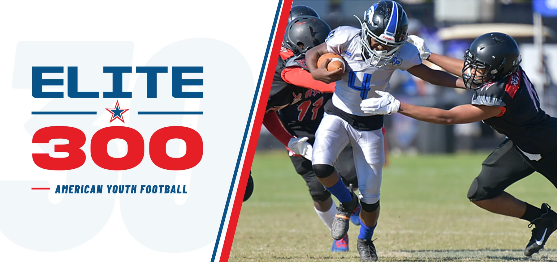 AYF Elite 300, American Youth Football: a ball carrier breaking two tackles