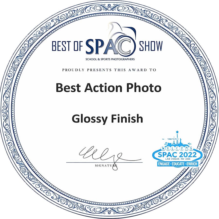 Best of SPAC Show 2022 award presented to Glossy Finish for Best Action Photo
