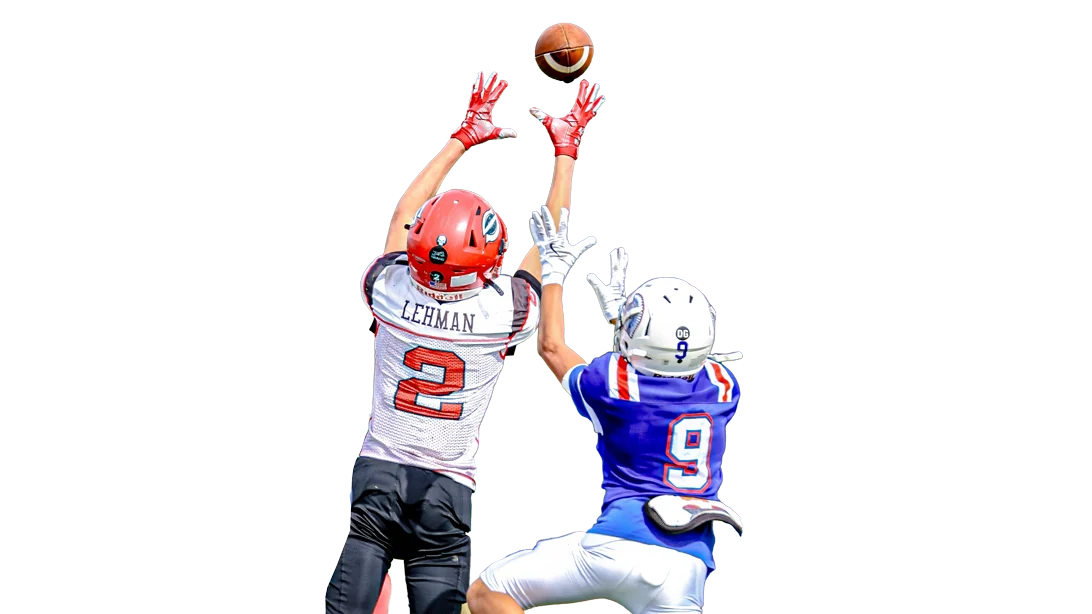 Two FBU players going up for a pass